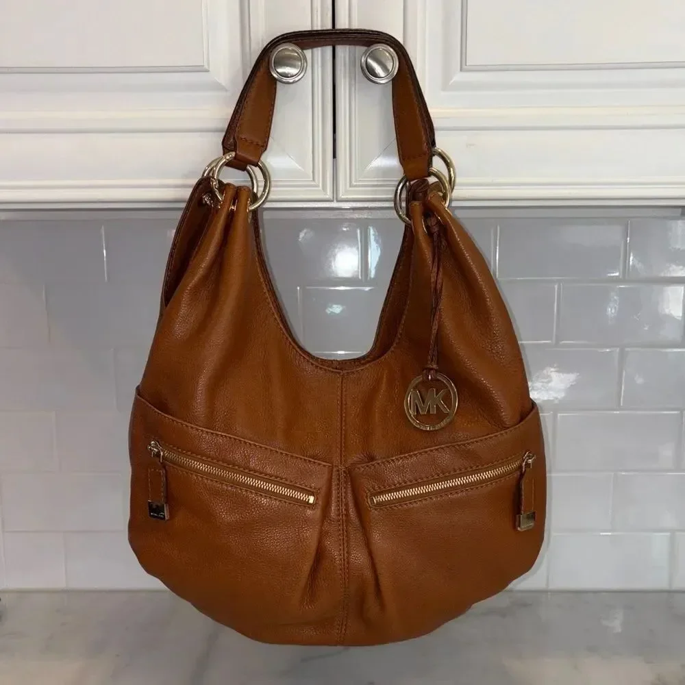 Michael Kors Bag Purse Handbag Leather Layton Pebbled Hobo Shoulder Pocketbook